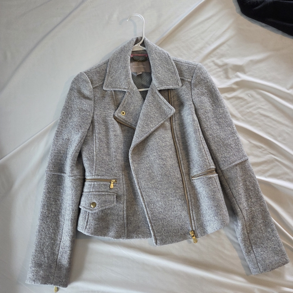 Banana Republic Bouclé Women's Gray Moto Jacket